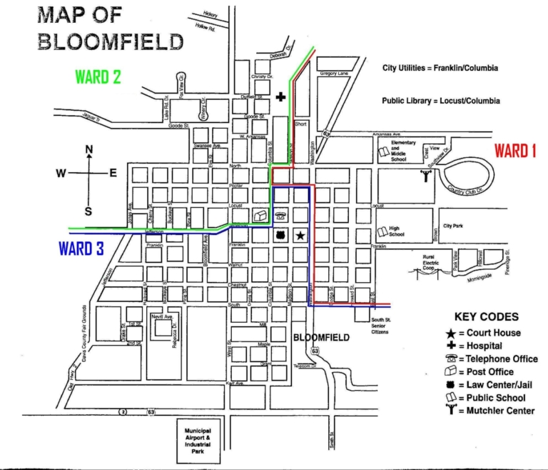Map of Bloomfield city ward boundaries (2012). Select to open a larger version.